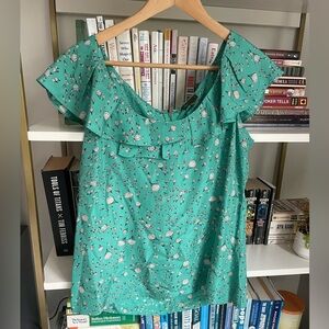 Anthropologie / Fei - Teal blue green silk parachute balloon blouse top S / 4